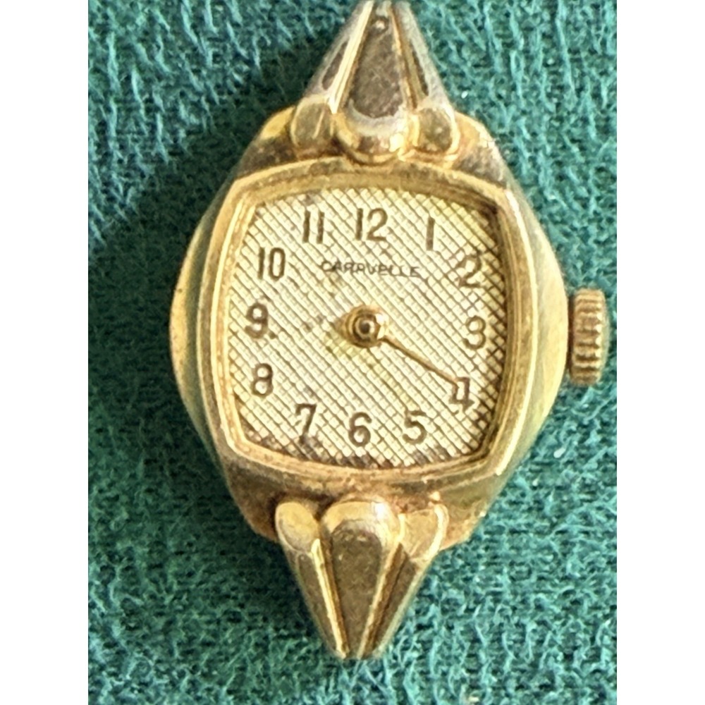 Vintage Caravelle Ladies Mechanical Watch Gold Tone No Crystal Not Working Parts
